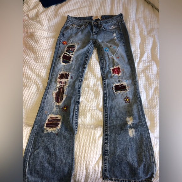 Z. Cavaricci patchwork, beaded flare jeans - Picture 1 of 9
